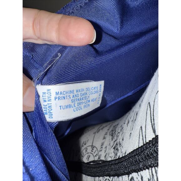 Vanity Fair VTG Sz L Navy Sexy Satin Lace Slip Midi Hollywood Movie Star Nightie - Picture 7 of 7